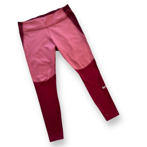 Nike Dri-Fit Training Tights Mid-Rise Running Berry Woman's LIke New Wm Sz Large - Picture 2 of 7